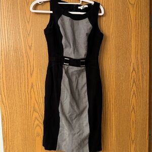 White House Black Market Black and Gray Sheath Dress for Work